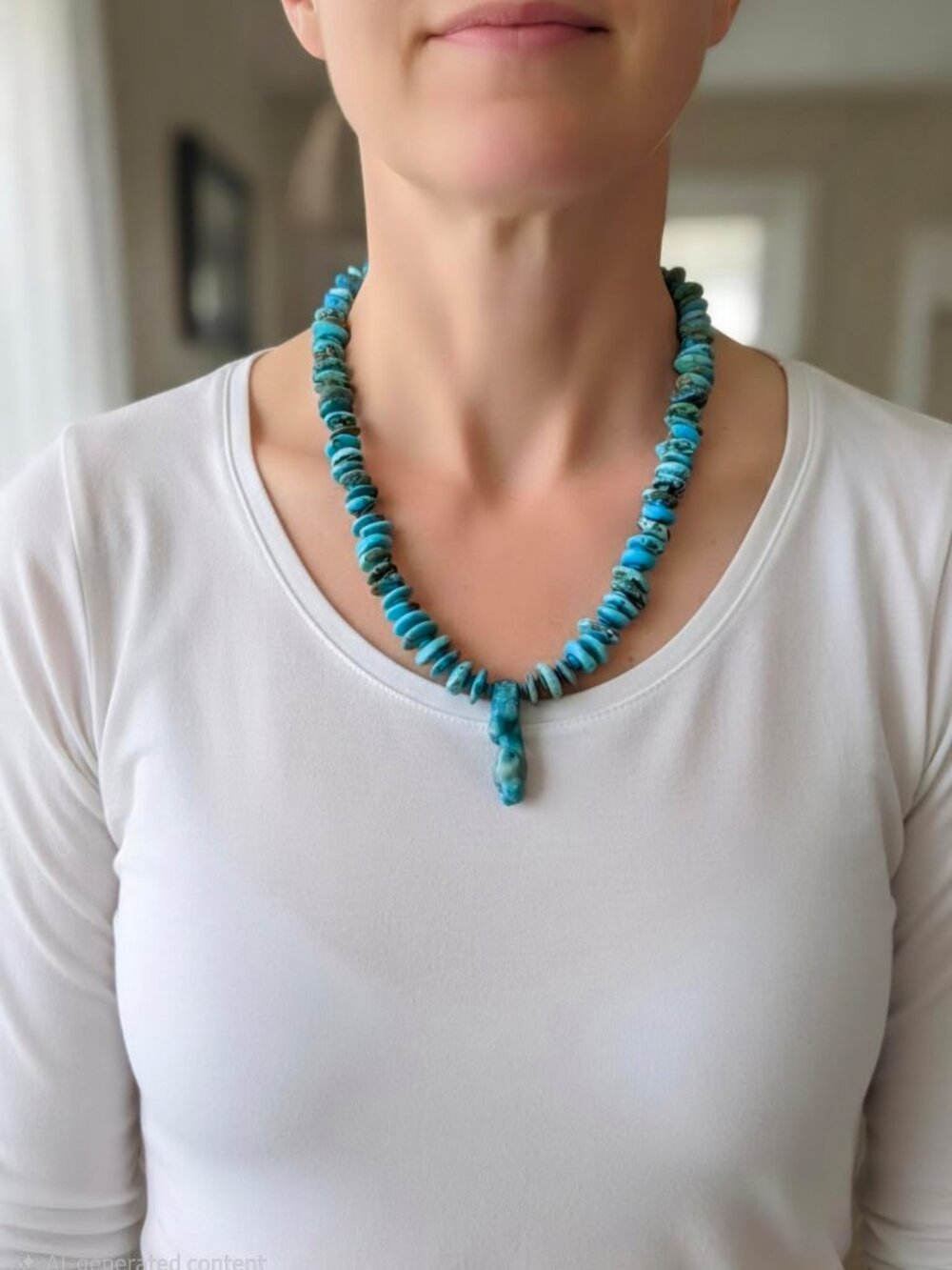 Natural Blue Coral and Kingman Turquoise Necklace
